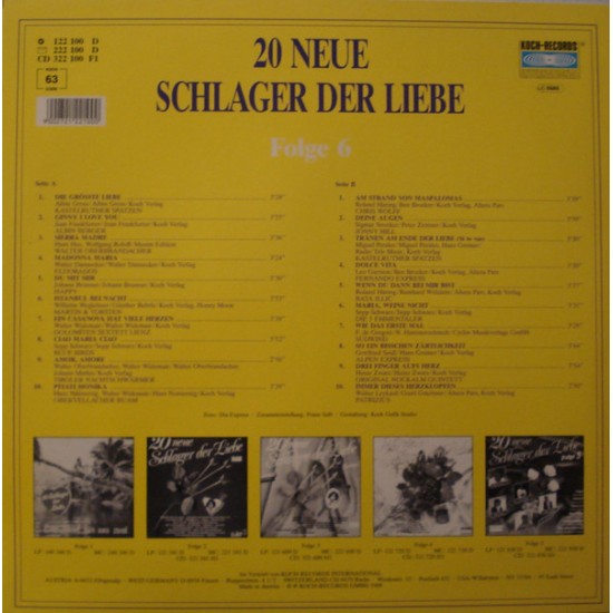 Various ‎– 20 Neue Schlager Der Liebe - Folge 6