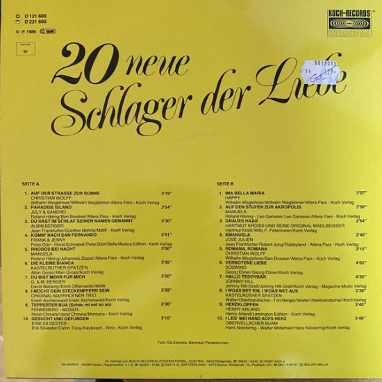 Various ‎– 20 Neue Schlager Der Liebe Folge 3