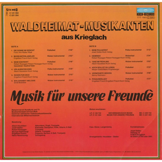 Waldheimat Musikanten Aus Krieglach ‎– Musik Für Unsere Frende