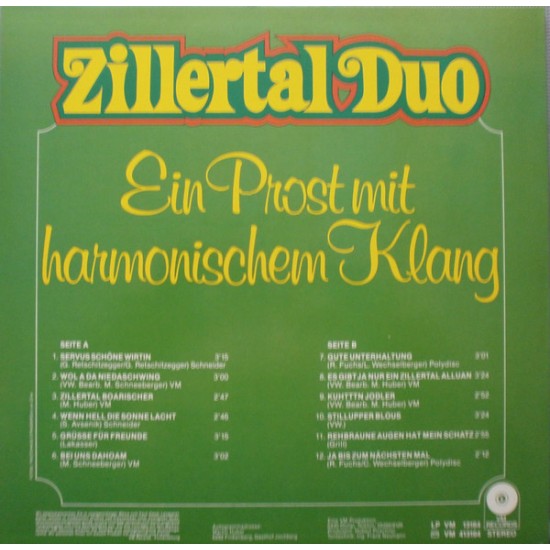 Zillertal Duo ‎– Ein Prost Mit Harmonischem Klang