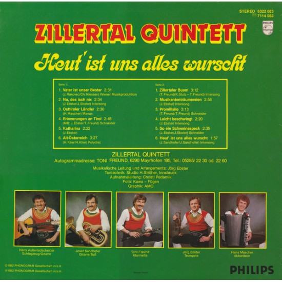 Zillertal Quintett ‎– Heut' Ist Uns Alles Wurscht